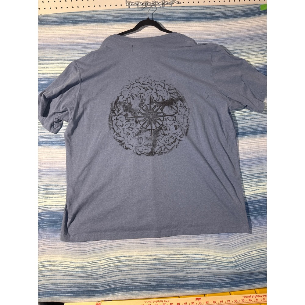 Upcycled Carhartt Henley Celestial Sun Compass Graphic Blue Mens‎ 3XL One of One